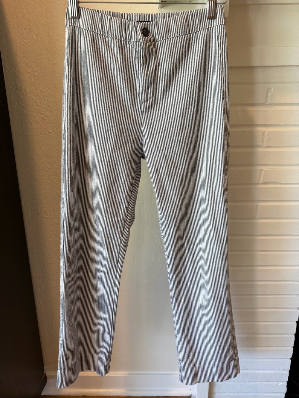 Brandy Melville One Size Striped Navy White Cotton Blend Straight Leg Pants